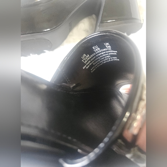 DKNY Glossy Black Mules with Silver Accents - Picture 5 of 7